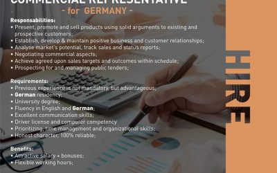 Commercial representative for Austria, Hungary, Italy, Germany, Spain